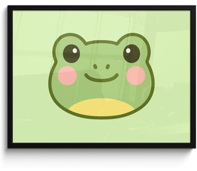 Poster in lijst - Fotolijst 80x60 cm - Posters - Kikker - Groen - Vriendelijkheid - Posterlijst zwart - Decoratie - Wanddecoratie woonkamer - Muurdecoratie slaapkamer