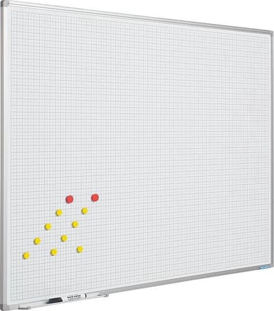 Geruit schrijfbord Softline profiel 8mm, wit 5x5 - 120x200cm