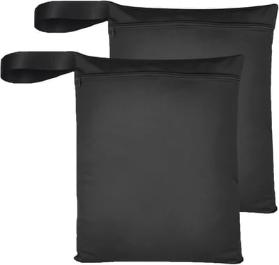 Waterdichte waszakken - 2 stuks herbruikbaar, met ritssluiting voor zwemmen, sportschool, strand en camping - 50 x 40 cm, zwart