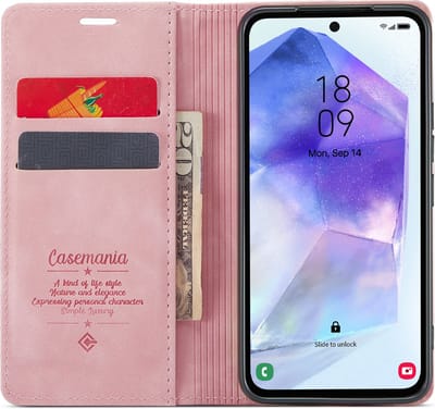 Casemania Hoesje Geschikt voor Oppo Reno 11F - Reno 11 F - Pale Pink - Dunne Portemonnee Book Case - Slim Wallet Case met Pasjeshouder