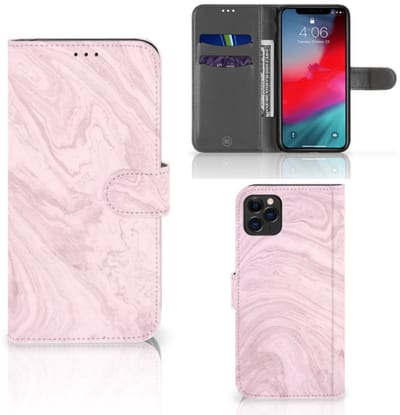 Apple iPhone 11 Pro Max Bookcase Marble Pink - Origineel Cadeau Vriendin