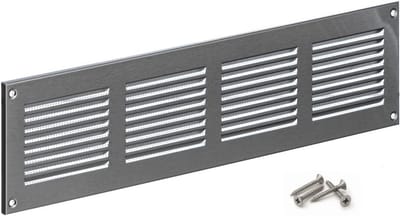 Roestvrijstalen ventilatierooster 400 x 100 mm met insectengaas - afvoerrooster voor diverse toepassingen