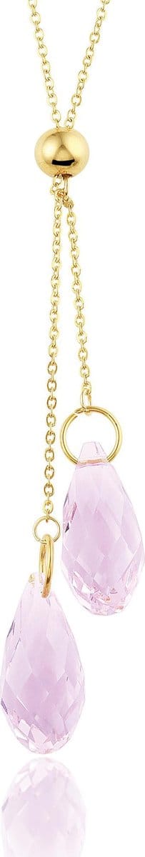 Montebello Ketting Bodyl Lila - 316L Staal - Druppel - 12x43mm - 43cm