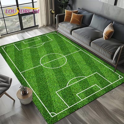 27 Stijl Voetbalveld Voetbal Sport Tapijt Vloerkleed voor Woonkamer Slaapkamer Huis Bank Decoratie, Kindergebied Vloerkleed Antislip Vloermat 200x160cm( 78x62in )