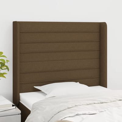 vidaXL - Hoofdbord - met - randen - 93x16x118/128 - cm - stof - donkerbruin