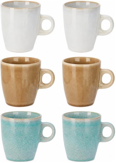Siaki koffiemok / theemok Faye - set 6x - multi color - 220 ml - mokken - keramiek