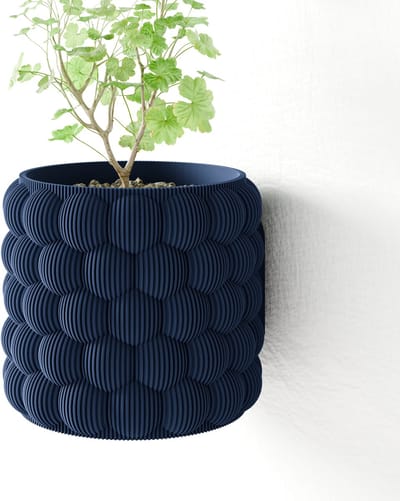 Fleuriek - Hangpot voor aan de muur - Blauwe Hangende bloempot voor plantenwand - Decoratieve wandpot binnen - Decoratieve wandpot binnen, plantenpot - D12 cm - Blauw