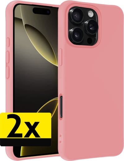 Hoesje - 2 Stuks - Geschikt voor Apple iPhone 16 Pro - Sterk & Shockproof - Case Siliconen - Back Cover - Telefoon Hoes - Telefoonhoesjes - Lichtroze