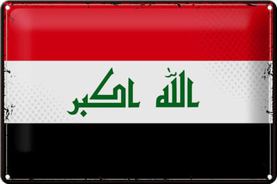 Blechschild Flagge Irak 30x20cm Retro Flag of Iraq