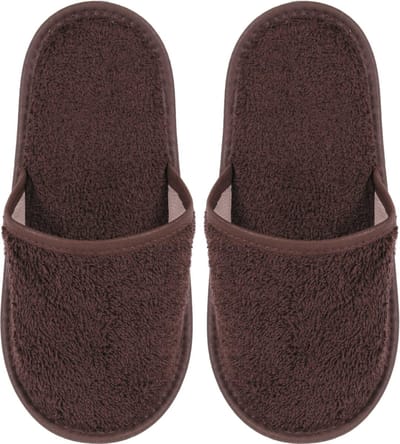 Badslippers Badstof Uni Pure met Zool Bruin Maat 38 - 1 Paar