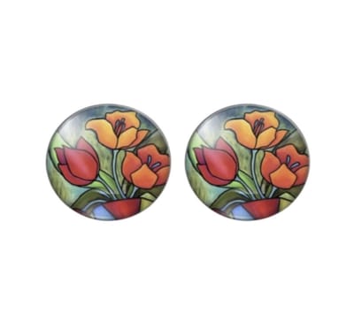 Zilver- oorstekers- Tulp- oorbellen -rood- 1.5 cm- Charme Bijoux