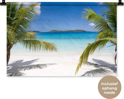 Wandkleed - Wanddoek - Strand - Palmen - Tropisch - 60x40 cm - Wandtapijt