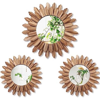 Ronde Boho wandspiegels - 3 stuks - 30 cm - Decoratieve muurkunst