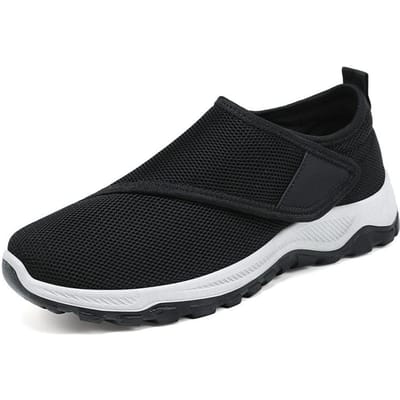 Chaussures Orthopédiques Larges Gonflées pour Hommes, Ajustables, Souples, pour Hallux Valgus, Chaussures Diabétiques, Chaussures de Marche 39 black