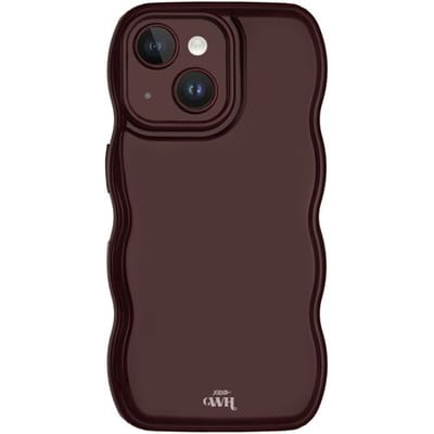 xoxo Wildhearts Glossy Wavy Case Burgundy telefoonhoesje - Geschikt voor iPhone 14 - Golvend hoesje - Glimmende silicone case met golven - Vlekbestendig - Burgundy / Bordeaux Rood