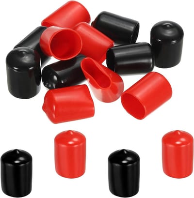 Rubberen Eindkappen - Vinyl Doppen - Vloeren Beschermen - Strakke Pasvorm - 20 mm - Zwart/Rood