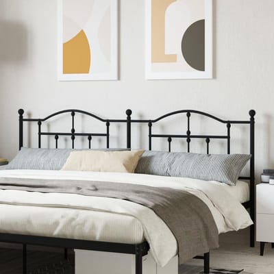 Metalen hoofdeinde - Bed hoofdbord - Slaapkamer decoratie - Robuuste constructie - 200 cm breed - Zwart
