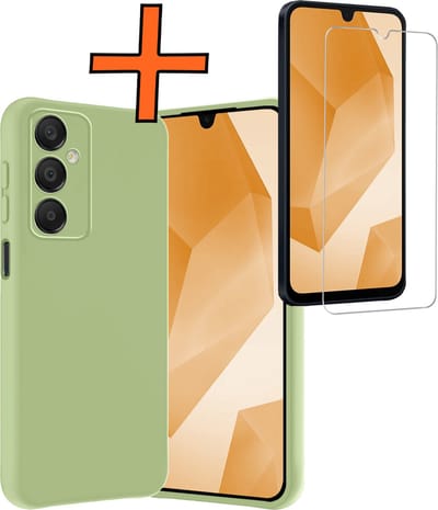 Hoes - Met Screenprotector - Geschikt voor Samsung Galaxy A16 - Sterk & Shockproof - Back Cover - Siliconen Case - Telefoon Hoes - Groen