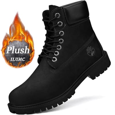 Herenlaarzen Hoge Herenlaarzen Herenschoenen Wintermode Pluche Warme Schoenen Outdoor Sneakers Vetersluiting Antislip Enkellaarsjes Heren 41 black
