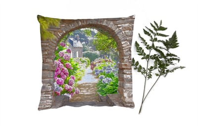 Sierkussens - Kussentjes Woonkamer - 40x40 cm - Bloemen - Doorkijk - Hortensia - Zomer