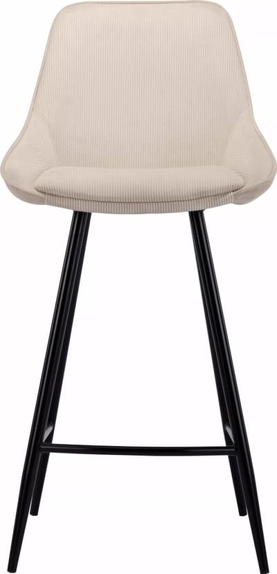 Vente-unique Set van 2 barkrukken van ribfluweel en zwart metaal - Crèmewit - MASURIE L 48 cm x H 99 cm x D 51 cm