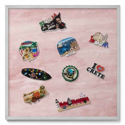 Tulup Magneetbord met Zilveren Frame - Roze Magneetbord met Patronen - 50 cm x 50 cm - Pastelkleurige rotstextuur - Magnetisch Bord Kindvriendelijk - Memobord Magnetisch - Magnetisch Bord Rechthoekig