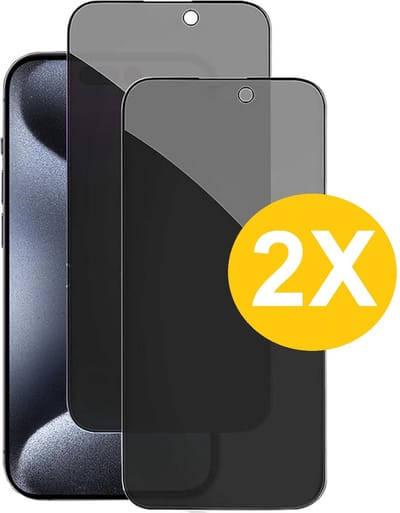 Geschikt voor iPhone 15 Pro screenprotector Privacy - 2 Stuks - Full screen protector tempered glass - gehard glas Geschikt voor iPhone 15 Pro - oTronica