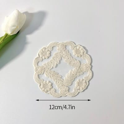Ronde Holle Kant Onderzetter Servet Borduurwerk Bloem Placemat Wit Koffiekopje Eetmat Huis Bruiloft Feest Decor plateau