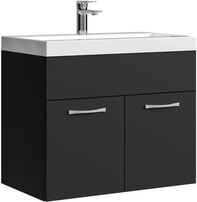 Badplaats Badkamermeubel Montreal 60 x 35 cm – Mat Zwart – Wastafel met Onderkast