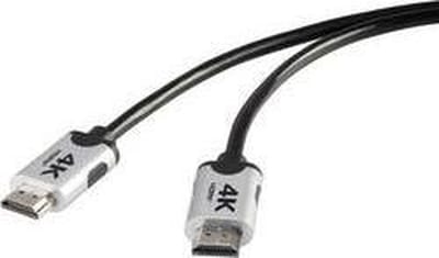 SpeaKa Professional SP-6344128 HDMI-kabel HDMI Aansluitkabel HDMI-A-stekker 1.00 m Zwart 4K UHD, Audio Return Channel (