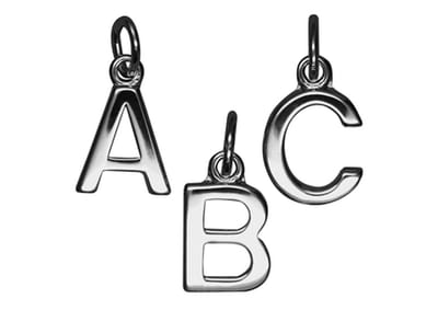 Zilveren Blokletter G massief ketting hanger - gepolijst