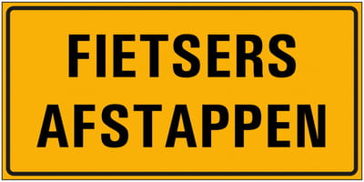 Fietsers afstappen sticker 100 x 50 mm