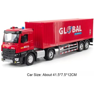 1:24 Container Vrachtwagen Model Miniatuur Speelgoed Legering Diecast Kiepwagen Tankwagen Voertuig Modellen Geluid Licht Deuren Geopend Voor Kinderen Cadeaus
