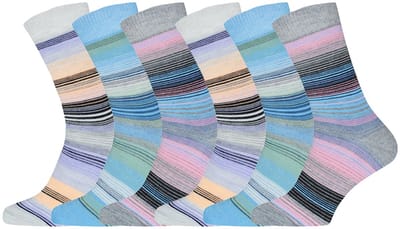 Gestreepte sokken | Pastel kleuren | Katoen | Merk: Gianvaglia | Maat: 35-38/ 39-42 | Dames | 6 Paar