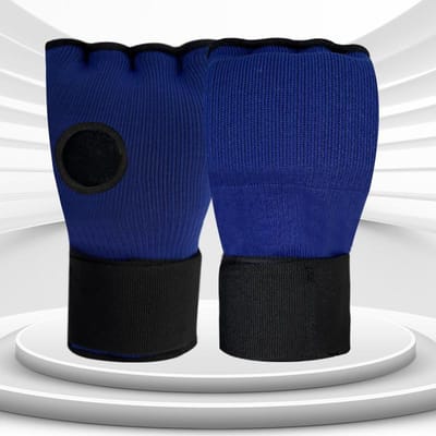 Ademende Gel Bokshandschoenen Handwrap Binnenhandschoenen Muay Thai Mitts Bokstraining Accessoires Bokshandschoenen met Halve Vingers blauw