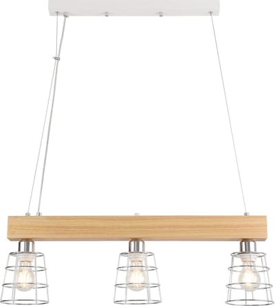 La'Moussawi ® Stijlvolle Houten Hanglamp met Drie Verstelbare Lichtbronnen voor Diverse Interieurs