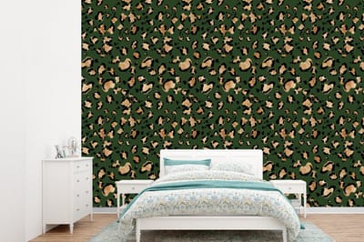 Behang - Fotobehang Panter - Goud - Patronen - Luxe - Breedte 360 cm x hoogte 260 cm