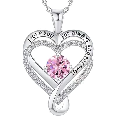 Lumici® Exclusive | Hart In Hart Ketting V3 - Zilveren Hartjes Ketting - S925 Sterling Zilver - Roze CZ Kubieke Zirconia - Valentijn Cadeau - Cadeau Voor Haar - Moederdag Cadeau - Dames Ketting - Liefde - Tijdloos Design