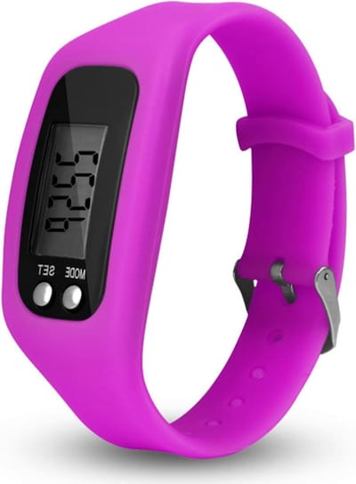 Stap Teller Horloge - Fitness Armband - Dagelijkse Activiteit - Groot LCD Scherm - 25 x 3 cm - Rozerood
