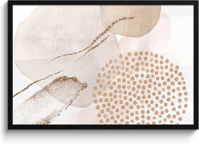 Poster in lijst - Fotolijst 90x60 cm - Posters - Watercolor - Beige - Pastel - Modern - Abstract - Posterlijst zwart - Wanddecoratie badkamer - Muurdecoratie WC - Decoratieve accessoires - Toilet muur decoratie