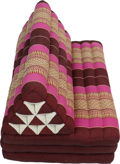Fine Asianliving Thais Kussen Meditatie Driehoek Vloer Ligmat Yoga Uitklapbaar Kapok 80x190cm XXXL Fuchsia Meditatie Mat Matras