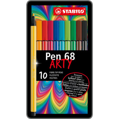 STABILO Pen 68 - Premium Viltstift - Metalen Etui - 10 Verschillende Kleuren