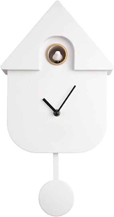 KAD® Koekoeksklok - Moderne koekoeksklok - Wandklok met koekoekgeluid - Wit - 22cm x 41cm x 49cm
