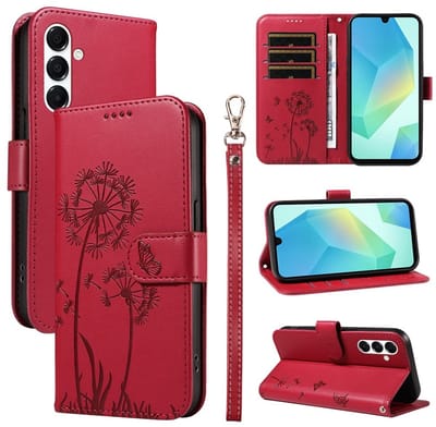 Coverup Hoesje - Geschikt voor Samsung Galaxy A17 Hoesje - Coverup Paardenbloem Book Case - Rood