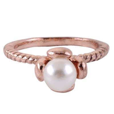 Behave - Ring - Rosé Goudkleurige Ring met Witte Parel | Elegant & Tijdloos | Nikkelvrij
