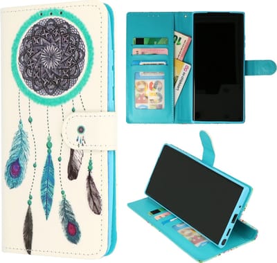 HB Hoesje Geschikt voor Apple iPhone SE (2022 / 2020) - Apple iPhone 7 & 8 - Portemonnee Book Case met Print - Hoes met Pasjeshouder, Magneetlipje en Standaardfunctie - Dreamcatcher