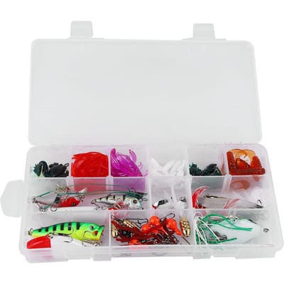 100 pièces Leurre Dur Pêche Stylo Popper Vers Souple Kit d'Accessoires Boîte gray