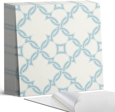Coloray Plaktegels - Verweven patronen in een raster Zelfklevende Tegels - 20 cm x 20 cm - Turkoois Plaktegels - 20 stuks - Vierkant PVC Tegels - Plaktegels Badkamer - Plaktegels Vloer - Vinyltegels Vloer Zelfklevend - Wandtegel Zelfklevend