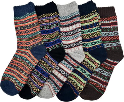 Winkrs - Warme Winter sokken - Set van 5 paar - Vintage Noors design - Maat 37-41 - Huissokken Dames/Heren