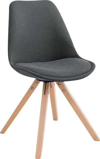 CLP Toulouse Set van 4 Stoelen - Zonder armleuning - Vierkant frame - Stof - donkergrijs natura